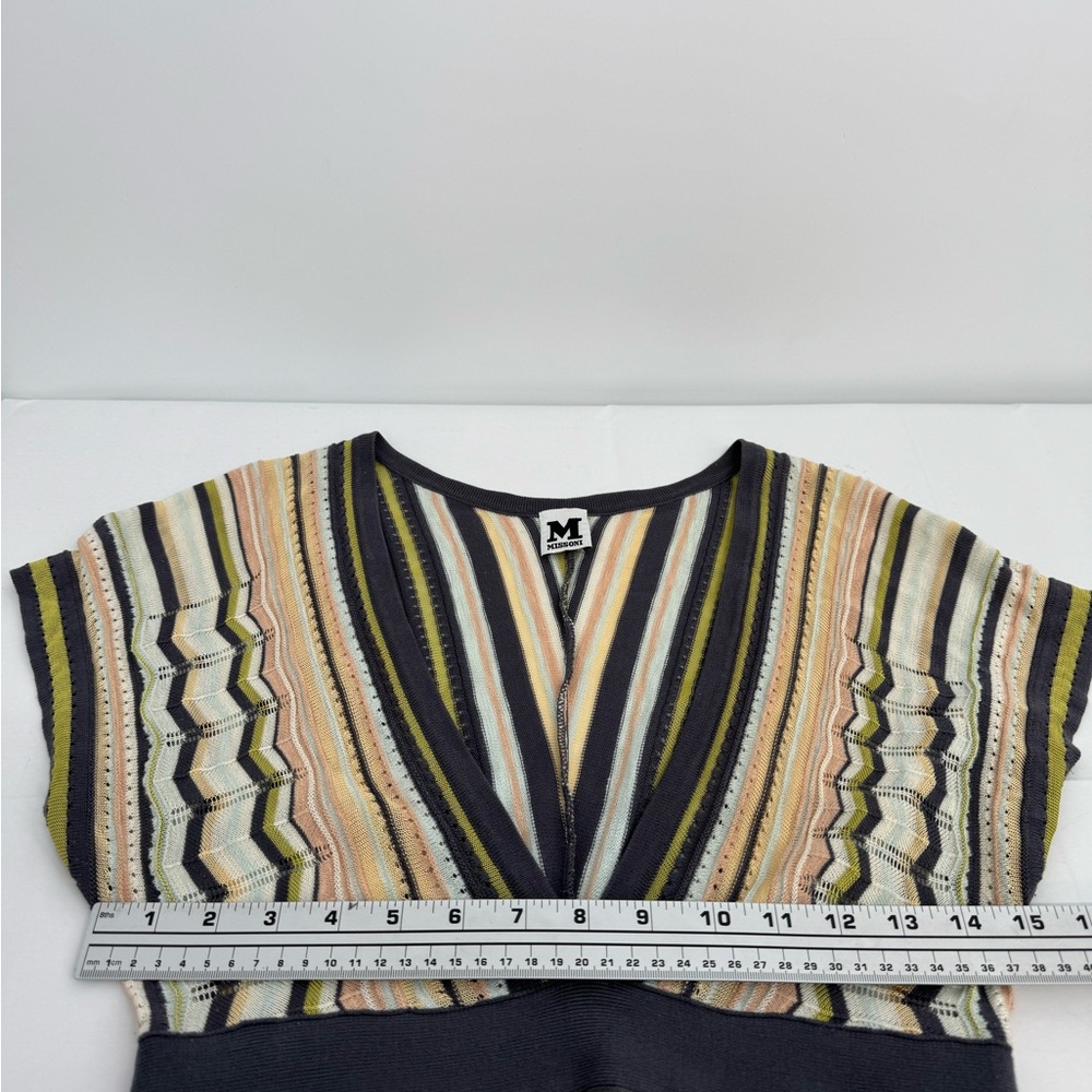 M Missoni Knit Dress Size USA 8 w Liner Deep V-Neck Short Sleeve - Picture 6 of 12